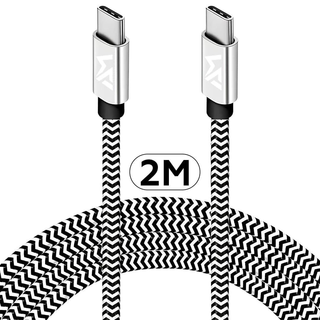 AMROAH 2m USB C Cable Type C to Type C 60W, Fast Charger Cord 480Mbps Speed for Phones Apple iPhone 16 15 Pro Max Plus Samsung S 24 23 Plus Ultra Huawei Xiaomi Tablets iPad Air Mini Notebooks MacBook