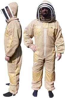 AGS Three layer ultra ventilated olive beekeeping suit professional bee suit beekeeper wasp suit (small)