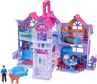 Liberty Imports My Sweet Home Fold and Go Pretend Play Mini Dollhouse with Furniture and Accessories