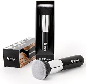DUcare Foundation Kabuki Brush- Flat Top Big Makeup Brushes Perfect For Liquid Blending Tanning Cream or Flawless Powder Cosmetics - Buffing, Stippling, Concealer, Fake Tan Body Lotion(Black)