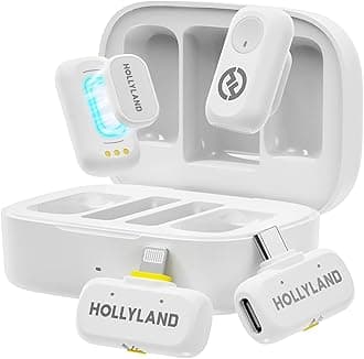 Hollyland LARK A1 Combo Wireless Microphone for iPhone & Android, Pure Sound, 3-Level Intelligent Noise Cancellation, Magnetic Mini Microphone for Vlogging, YouTube, Podcast, TikTok (White Version)