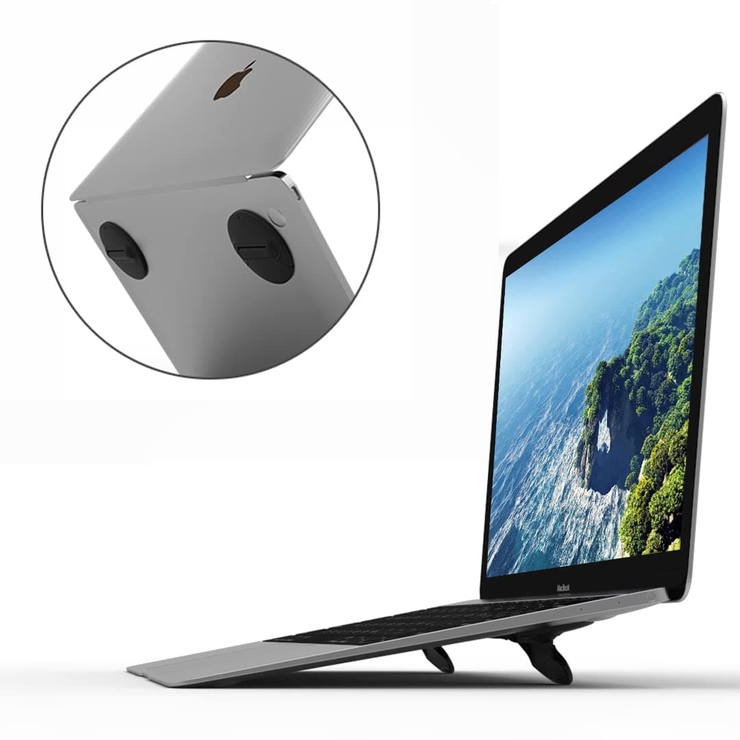 CQTECH Laptop Stand for Desk, Computer Keyboard Riser Stand, Ergonomic Invisible Laptop Cooling Pad, Repeatable Adhesive Mini Laptop Riser for MacBook Pro Air Mac Book Dell HP More Notebooks - 2 Pack