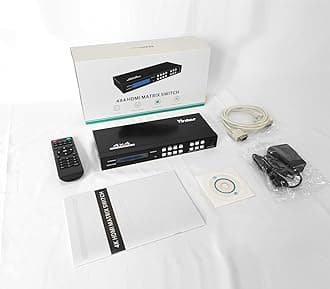 4K HDMI Matrix Switch 4x4, HDMI Matrix Switcher/Splitter 4 in 4 Out with Backlit Button, Support 4K@30Hz 4:4:4, IR Remote & RS232 Control, HDCP, EDID, RGB, YUV(Downscale 4K & 1080P Together)