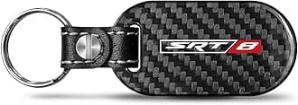 iPick Image for SRT-8 Logo 100% Real Black Carbon Fiber Tag Style Key Chain for Dodge Jeep - Official Licensed