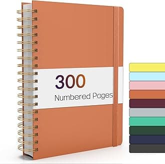 Forvencer Lined Spiral Journal Notebook with 300 Numbered Pages, A4 Thick Journals for Writing with 100GSM Paper, Hardcover Notebooks with Contents for Work, School, Women, Men, Orange
