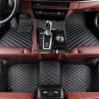 Custom Making Car Floor Mats for Mercedes-Benz G,GL,GLA,GLB,GLC,GLE,GLK,GLS,M,ML 2000-2023 Non-Slip Leather Floor Liners (Black+Blue)
