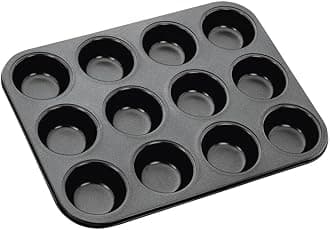 Bulfyss Small Mini Outperform Aluminium Nonstick 12-Slot Cup Midi Shape Muffin, Cupcake Mould (Medium Size, 26L x 20W x 2.5H CM)