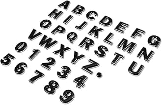 Auto Dynasty Metal Emblem Decal Logo Trim Badge Text Letter O (Black) - Not a Set