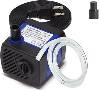AQUANEAT Small Fountain Pump, 50 GPH Mini Submersible Water Pump with 3.3 ft Tubing, for Aquarium Fish Tank, Pet Water Fountain, Hydroponics, Pond Waterfall Filter Pump