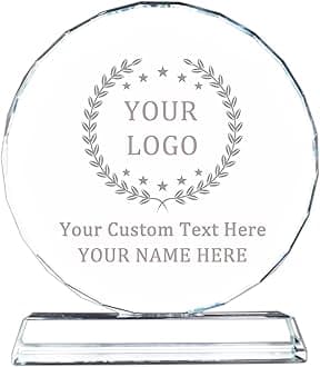 Personalized Crystal Trophy Award, Custom Engraved Crystal Award for Employees, Personalized Logo Text Trophy Award Coworker Gift, Employee Appreciation Gift, Table Desktop Decor