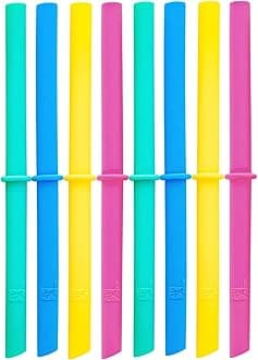 Adult & Kid's Reusable Silicone Straws with Stopper for 12oz &14oz Mason Jars or Tumblers, Pack of 8 Colorful Straws 7.9"
