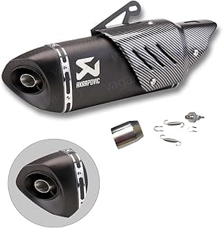 Akrapovic Exhaust Universal Hexa Cut Slip On Exhaust Silencer Muffler Pipe (BLACK)