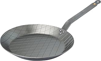 de Buyer MINERAL B Carbon Steel Steak Pan - 11” Diameter, 8.4” Cooking Surface - Ideal for Searing & Browning Meat - Naturally Non-Stick Finish - Made in France