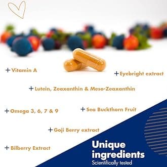 The Eye Doctor Dry Eye Supplement - 90 Vegan Capsules - Lutein, Zeaxanthin, Meso-Zeaxanthin, Vitamin A, Omega 3 6 7 9, Sea Buckthorn Fruit - Goji Berry & Bilberry Extract - Vision Health Support