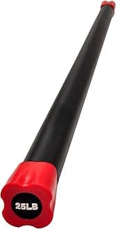 Fitvids Total Body Workout Weighted Bar with Solid Steel Core and Padded Foam Surface, Color Coded, 48 Inch Weighted Exercise Bar, 25 Pounds