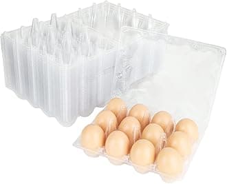 MIVIDE Plastic Egg Cartons Bulk, 40 Packs Empty Clear Plastic Egg Cartons to 12 Eggs, Reusable Chicken Egg Cartons for Family Pasture Chicken Farm, Business Market Display, Storage