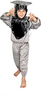 Kaku Fancy Dresses Fleece Wolf Wild Animal Costume For Kids - Grey, 5-6 Years | Animal Fancy Dress For Boys & Girls