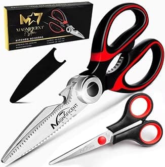 Magnificent Kitchen Scissor, Heavy Duty Scissors for Kitchen Use with Safety Cover & Soft Grip & Multi-Functional Utility Scissors, Shears for Meat Poultry Herbs Cutting, Bottle Jar Opener