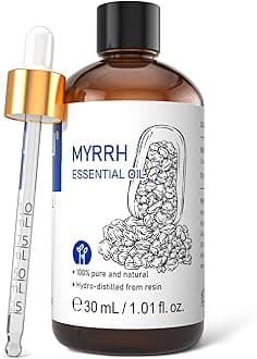 HIQILI Myrrh Essential Oil, for Skin, Massage, 100% Pure & Natural - 1.01 Fl Oz