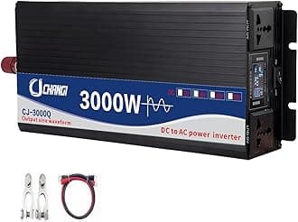 Pure Sine Wave Power Inverter, DC 12V to AC 220V 230V Converter, Car Power Inverter with 2 AC Outlets & LCD Display for RV, Truck, Solar, Camping, Outdoor, 1600W/3000W (Peak) (3000w-12v)