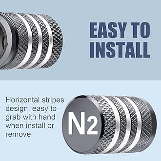 Tire Valve Stem Caps Cover - (5 Pack) Tire Air Cap N2 Nitrogen Metal with Plastic Liner Corrosion Resistant Leak-Proof for Car Truck Motorcycle Bike Grey