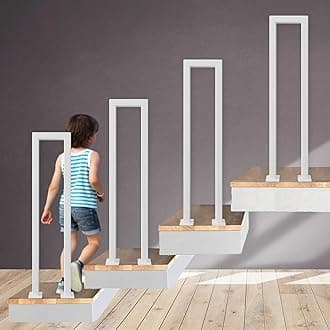 Stair Railing Indoor, U-Shaped Stair Rail, Metal Bannister Rail for Stairs, Handrails for Stairs, Hand Rail U Shape for Loft, Porch, Balcony,Indoor, Outdoor (White, 65cm)
