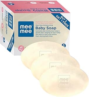 Mee Mee Baby Soap 75g, Pack of 3 (Buy 2, Get 1 Free) | Nurturing Bathing Bar with Natural Shea & Cocoa Butter | For Baby's Sensitive Skin | Paraben Free | Dermatologist-Approved for Gentle Skin Care