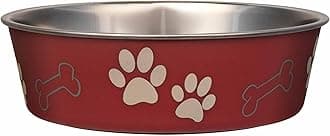 Loving Pets Bella Dog Bowls- Stainless Steel Dog & Cat Bowls - Spill Proof Dog Food Bowl, Cat Bowl, Puppy Essentials & Pet Supplies Great for Home & Travel (X-Large 65-100lbs, Merlot)