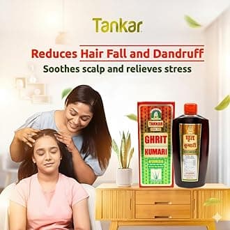 Tankar Ghrit Kumari Ayurvedic Hair Oil For Hair Growth, 400ml (Pack of 1) | Dandruff Control, Hair fall Control, Scalp Health, Stress Relief and Relaxation, Chemical Free Hair Oil