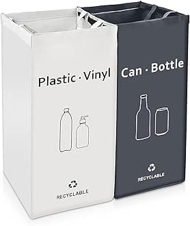 Recycling Bin, Separate Large Recycle Bins for Kitchen - Indoor Home Trash Bin, Recyclable Waste Trash Sorting Organizer, Durable, Washable, Affordable Recycle Bags, 2 Pack