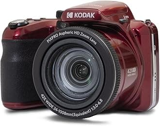 KODAK Pixpro Astro Zoom AZ425 - Digital Bridge Camera, 42X Optical Zoom, 24mm Wide Angle, 20 Megapixels, 3" LCD, Full HD 1080p Video, Li-ion Battery - Red