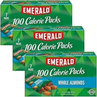 Emerald Nuts Whole Almonds, 100-Calorie Individual Packs 7CT, 4.34 Oz (Pack of 3)