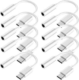 USB C to 3.5mm Headphone Jack Adapter for iPhone17/ iPhone 16/16 Pro/15/15 Pro/Pro Max/Plus, Type C Aux Audio Dongle Cable Cord Compatible with iPad, Samsung Galaxy S23/S23/S22/S21, MacBook（10 Pack）