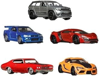 FAST AND FURIOUS Die Cast PREMIUM COLLECTION BOX Set 5 Car Model - Toyota Supra Chevelle SS Lykan Hypersport Jeep Grand Cherokee Nissan Skyline - Scale 1:64 - length 6cm - HJC15