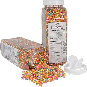 Rainbow Crispies (3mm) - Crunchy Dessert Topping to Sprinkle on Ice Cream, Cakes, Cupcakes, Cookies, Candy and Donuts. - 1.2 lb. Shaker Jar - Dairy-free