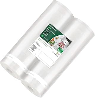 Bonsenkitchen Vacuum Sealer Bags, 11 in x50 ft Rolls 2 Pack Seal Bags for Food Storage Saver, BPA Free, Commercial Grade Textured Food Roll Bags, Customized Size Bag for Sous Vide Cooking or Meal Prep
