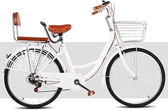 LEAUX Women Cruiser Bike,Adult Beach Cruiser Bike Mens and Womens Lightweight Bikes with Basket,6-Speed Shifter,Thickened Back Seat Cushion,Suitable for Commuting,Socializing,Hiking,And Vacation.