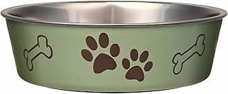Loving Pets Bella Dog Bowls- Stainless Steel Dog & Cat Bowls - Spill Proof Dog Food Bowl, Cat Bowl, Puppy Essentials & Pet Supplies Great for Home & Travel (X-Large 65-100lbs, Artichoke)