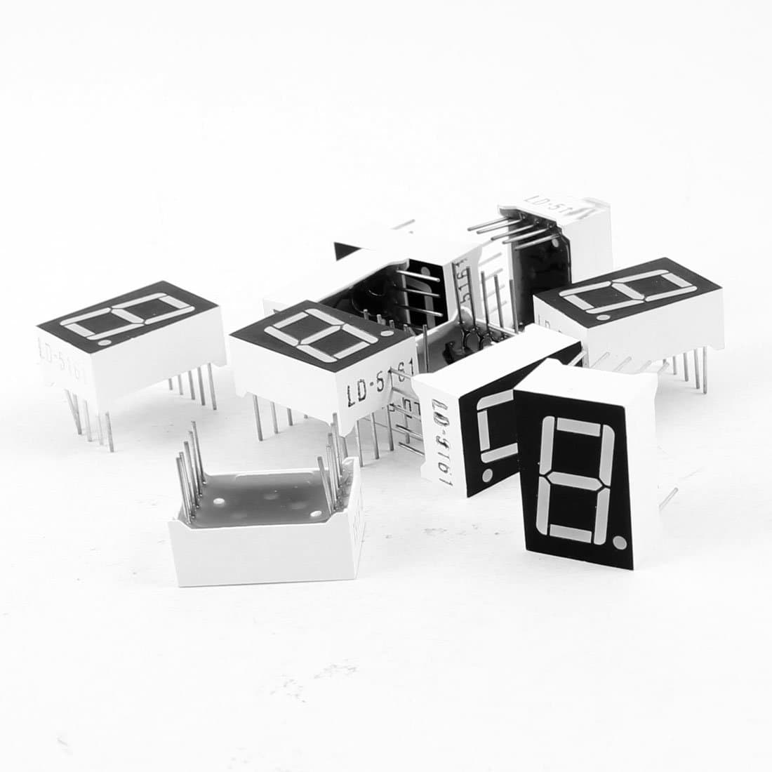 Sourcingmap 10 Pcs Common Cathode 10-Pin 1 Bit 7 Segment 0.56" Red LED Display Digital Tube