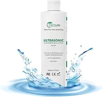 CECGAN Jewelry Cleaning Solution – Ultrasonic Cleaner for Gold, Silver, Platinum, Diamonds, Eyeglasses & Watches, 8.5 oz (250 ml), Effective & Safe