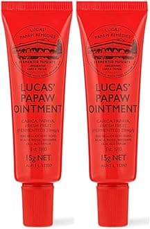 Lucas Papaw Ointment 15g Tubes with Lip Applicator — 2 Pack — Fermented Papaya Lip Balm for Dry, Chapped Lips, Pocket Size, Made in Australia