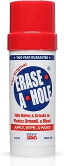 Erase-A-Hole Wall Repair Stick – Quick-Dry Nail & Screw Hole Filler for Drywall, Wood & Plaster – No Sand Spackle Alternative, Paintable Putty, 4.5 oz