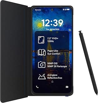 NXTPAPER 60 Ultra 5G Android Smartphone,7.2" FHD+ 120Hz NXTPAPER Display,12GB RAM+512GB ROM,Eye Care Phone,Paper-like Display,Nebula Black,with Flip Cover and Stylus