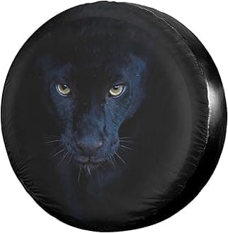 Foruidea Panther Spare Tire Cover Dust-Proof Wheel Tire Cover Fit Trailer, RV, SUV and Many Vehicle 15 Inch