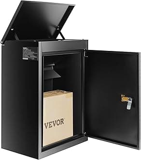 VEVOR Outdoor Delivery Box 15.4" x 10.6" x 20.5", Wall-Mounted Galvanized Steel Mailbox with Code Lock, Security Baffle, IPX3 Water-Resistant, Spacious Locking Mail Box for Porch, Roadside