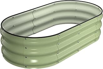 Winpull Raised Garden Bed Kit, 4x2x1 ft Galvanized Planter Box Outdoor with Safety Edging, Large Metal Raised Beds for Gardening Vegetables Flower Herb (Avocado Green)