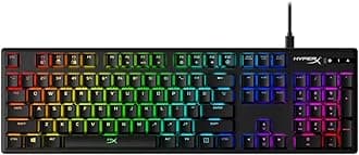 HyperX HX-KB6RDX-US Alloy FPS - Mechanical Gaming Keyboard and Accessories - Compact Form Factor - Clicky - Cherry MX Blue - Red LED Backlit Full size (104 keys)