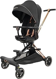Lightweight Folding Stroller Wagon for Baby & Toddler Travel, 360° Reversible Seat, Adjustable Canopy with Storage Basket, Airplane-Friendly Compact Umbrella Stroller,Glory Black