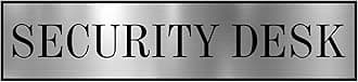 Gugan's Security Desk Self Adhesive Acrylic Signage Signboard for Office, Hospitals, Colleges, Store, School, Hotel, Restaurant, GYM & More | Color - Silver & Black, 12x3 Inch | Engraved Acrylic Sheet Sticker