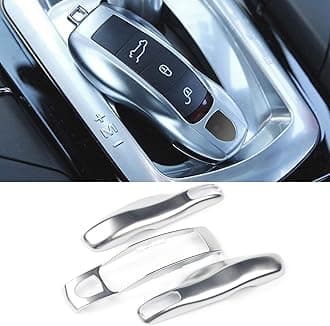 Jaronx 3PCS Remote Key Covers for Boxster Turbo Cayenne Panamera Macan Cayman 911, Glossy Silver Key Fob Shell Cover Painted Keyless Entry Skin Protectors